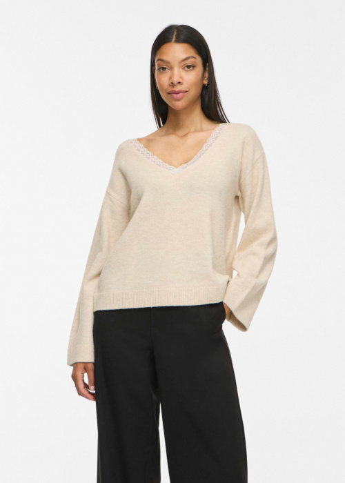 Vila megztinis Liga V-Neck Rev Lace