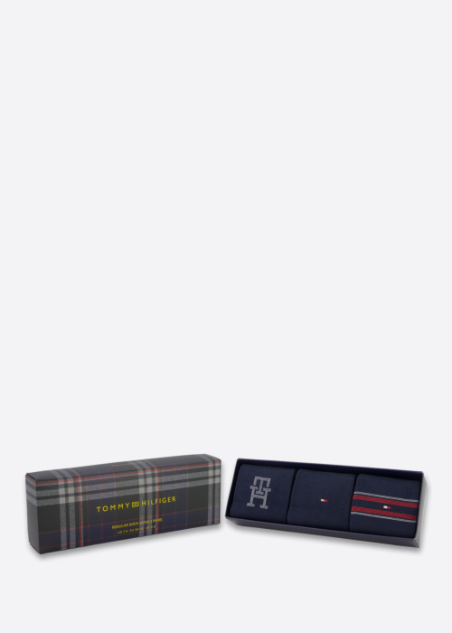 Tommy Hilfiger kojinės Monogram Stripe 3 Pack dovanų dėžutėje