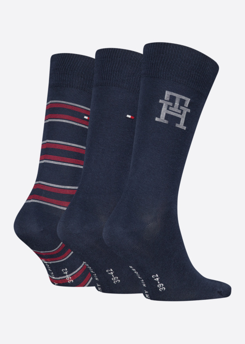 Tommy Hilfiger kojinės Monogram Stripe 3 Pack dovanų dėžutėje