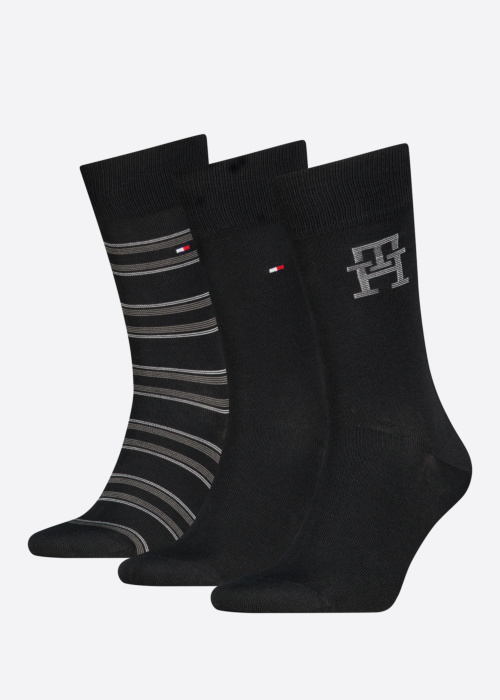 Tommy Hilfiger kojinės Monogram Stripe 3 Pack dovanų dėžutėje