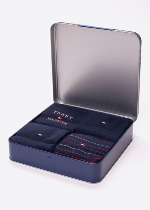 Tommy Hilfiger kojinės Stripe 4 Pack dovanų dėžutėje