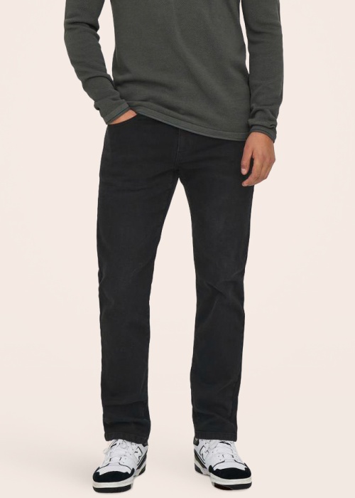 Only & Sons džinsai Weft Regular Black 8638 Mat Dnm