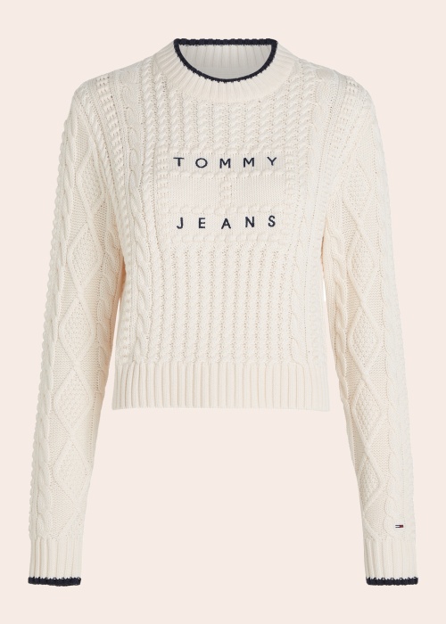 Tommy Jeans megztinis Bubble Cable Flag Crew