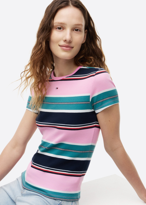 Tommy Jeans marškinėliai Slim Essential Rib