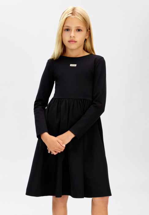 Calvin Klein suknelė Mix Media Fit Flare L/s Dress