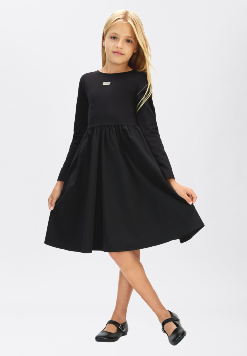 Calvin Klein suknelė Mix Media Fit Flare L/s Dress