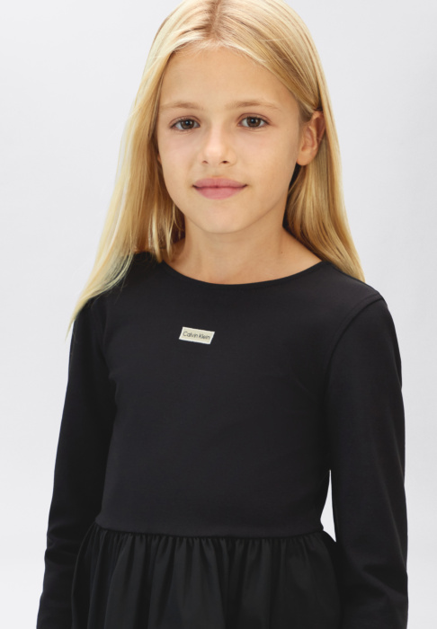 Calvin Klein suknelė Mix Media Fit Flare L/s Dress