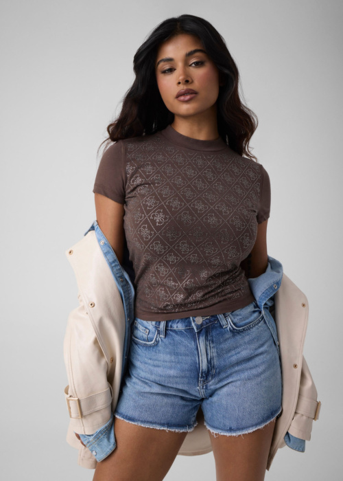 Guess marškinėliai Mock Neck All Over 4G