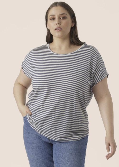 Vero Moda Curve marškinėliai Ya Plain Ss Top Stripe Curve