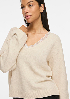 Vila megztinis Liga V-Neck Rev Lace