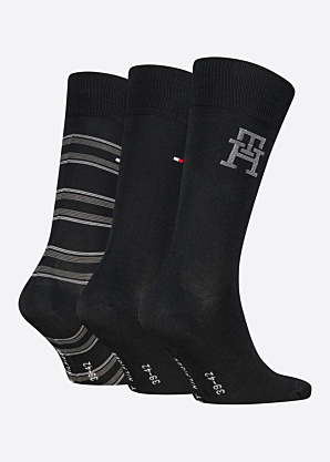 Tommy Hilfiger kojinės Monogram Stripe 3 Pack dovanų dėžutėje