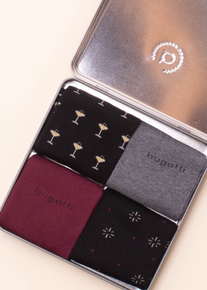 Bugatti kojines 4 poros dovanų dėžutėje