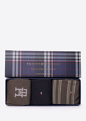 Tommy Hilfiger kojinės Monogram Stripe 3 Pack dovanų dėžutėje