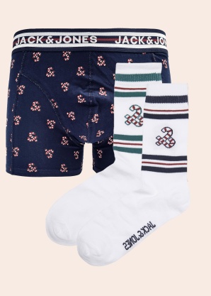 Jack & Jones šortukai ir kojinės dovanų dėžutėje Xmas Cand
