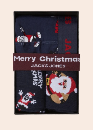 Jack & Jones šortukai ir kojinės dovanų dėžutėje Happy Xmas