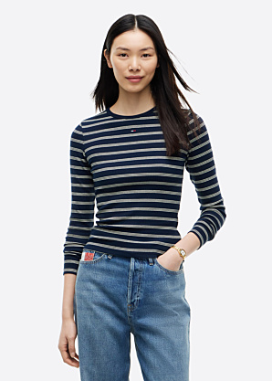 Tommy Jeans marškinėliai Slim Essential Rib