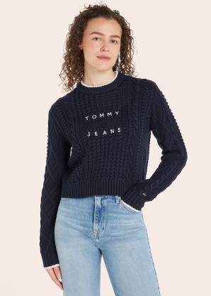 Tommy Jeans megztinis Tjw Bubble Cable Flag Crew